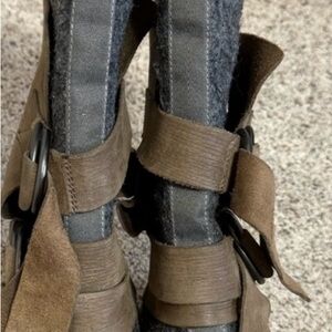 Sorel Taupe and Charcoal Moto Boots